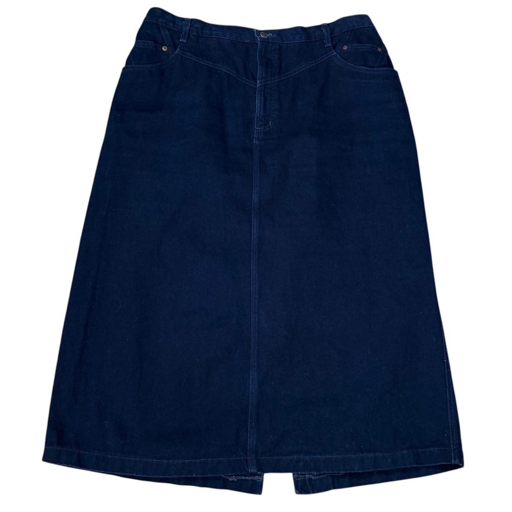 Blue Clover Jeanswear Vintage Dark Wash Indigo Blue Denim Midi Skirt 20W Retro